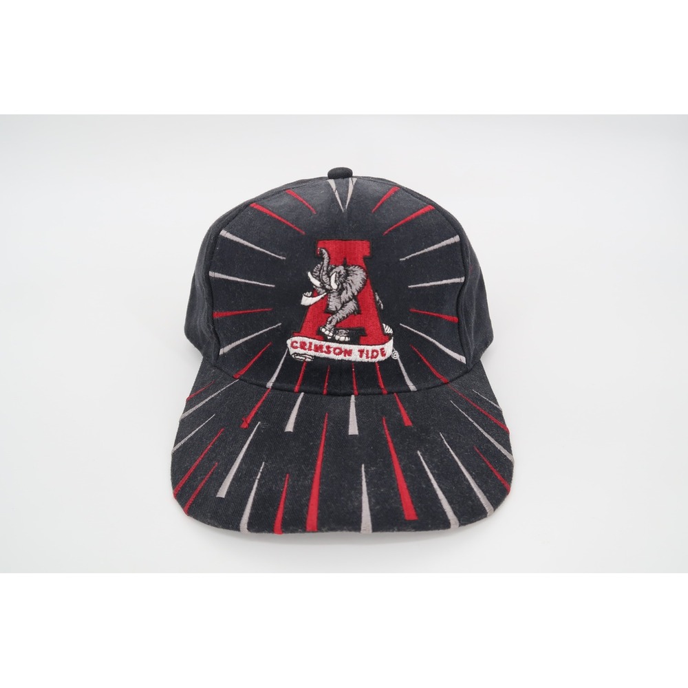 Vintage Alabama Crimson Tide Hat Mens Black Red Sunburst Snapback Cap Radiating